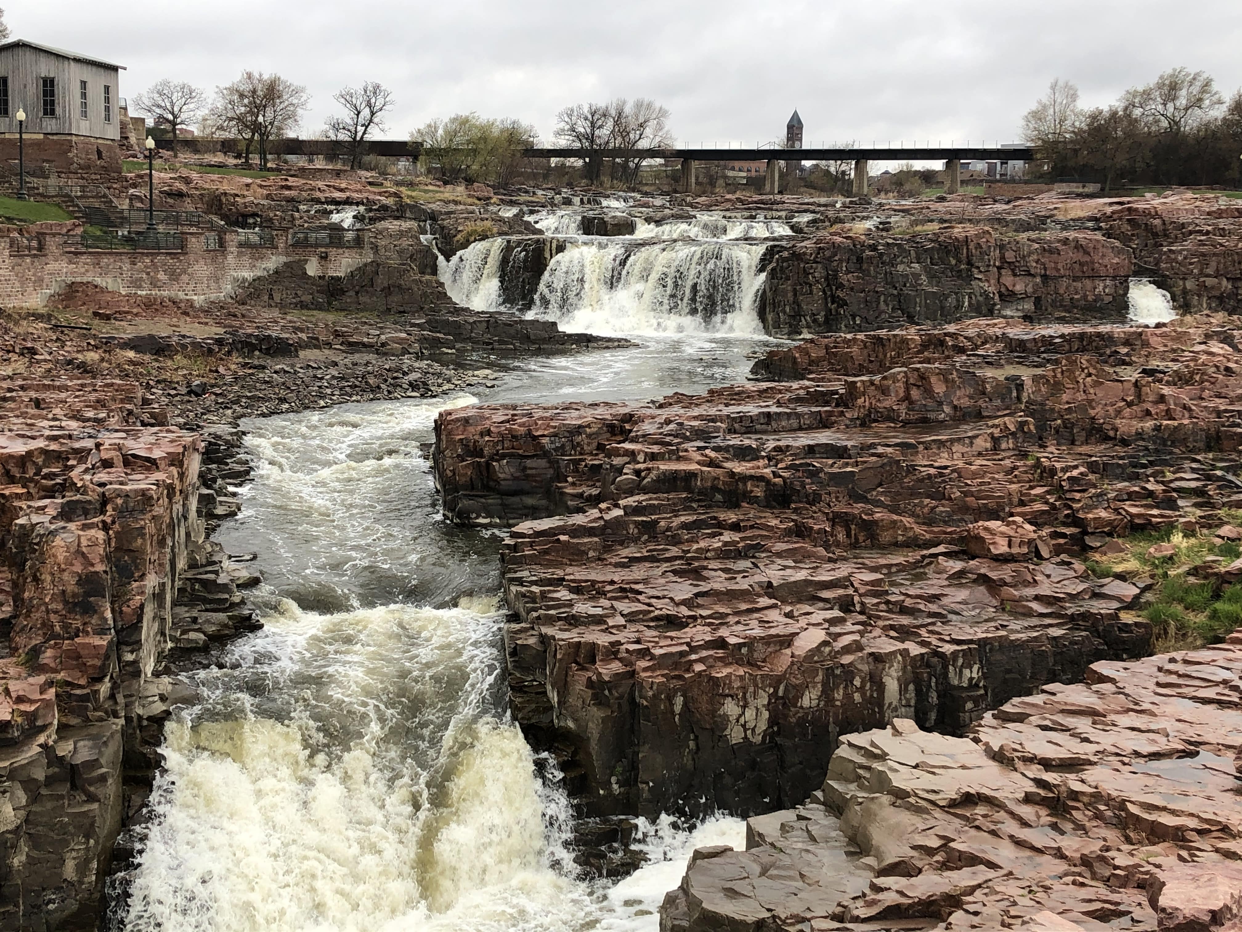 Bridge view of the lower Sioux Falls